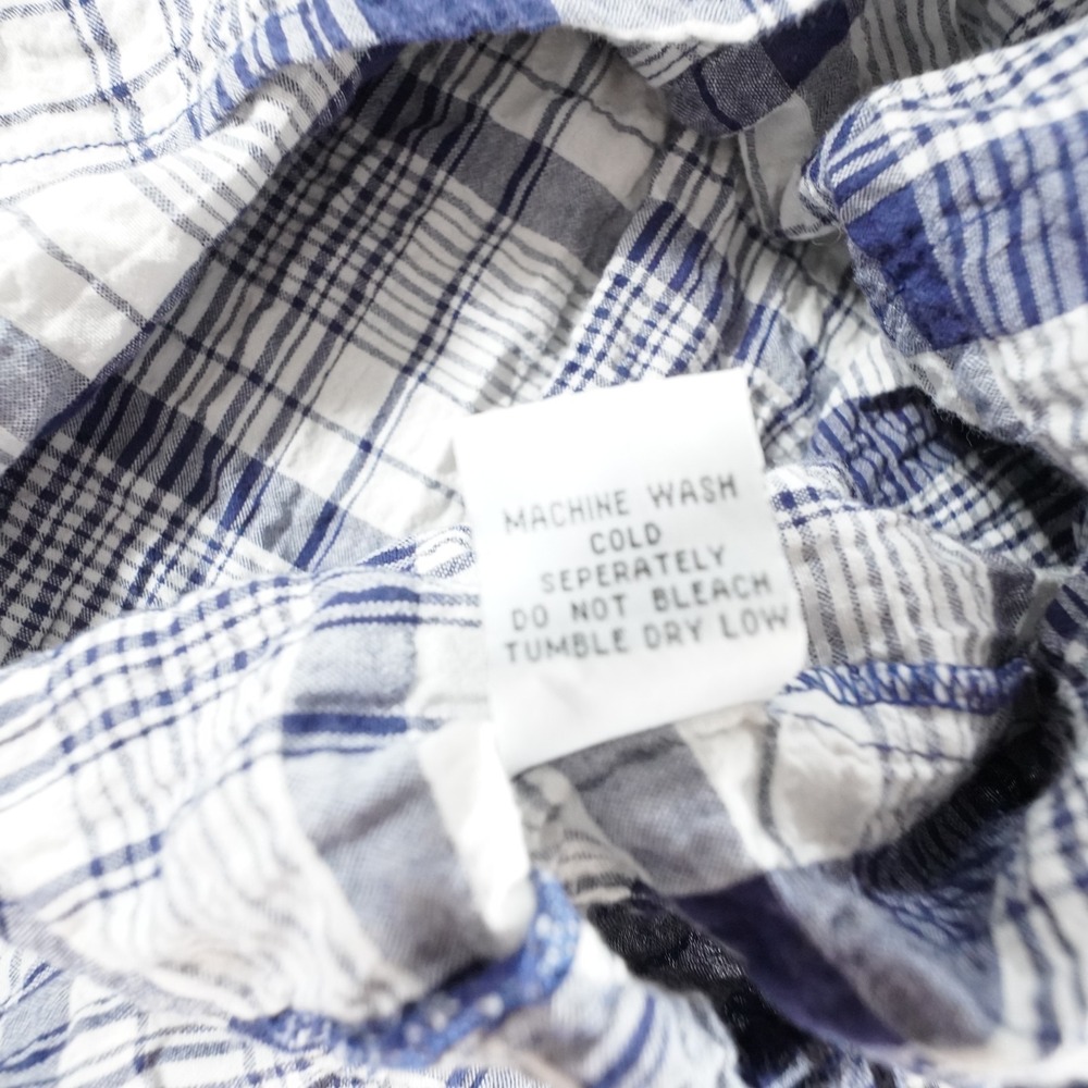 Habitat Plaid Button Up Shirt Women S Blue Crinkle Relaxed Pocket Cotton Stretch - Picture 10 of 13